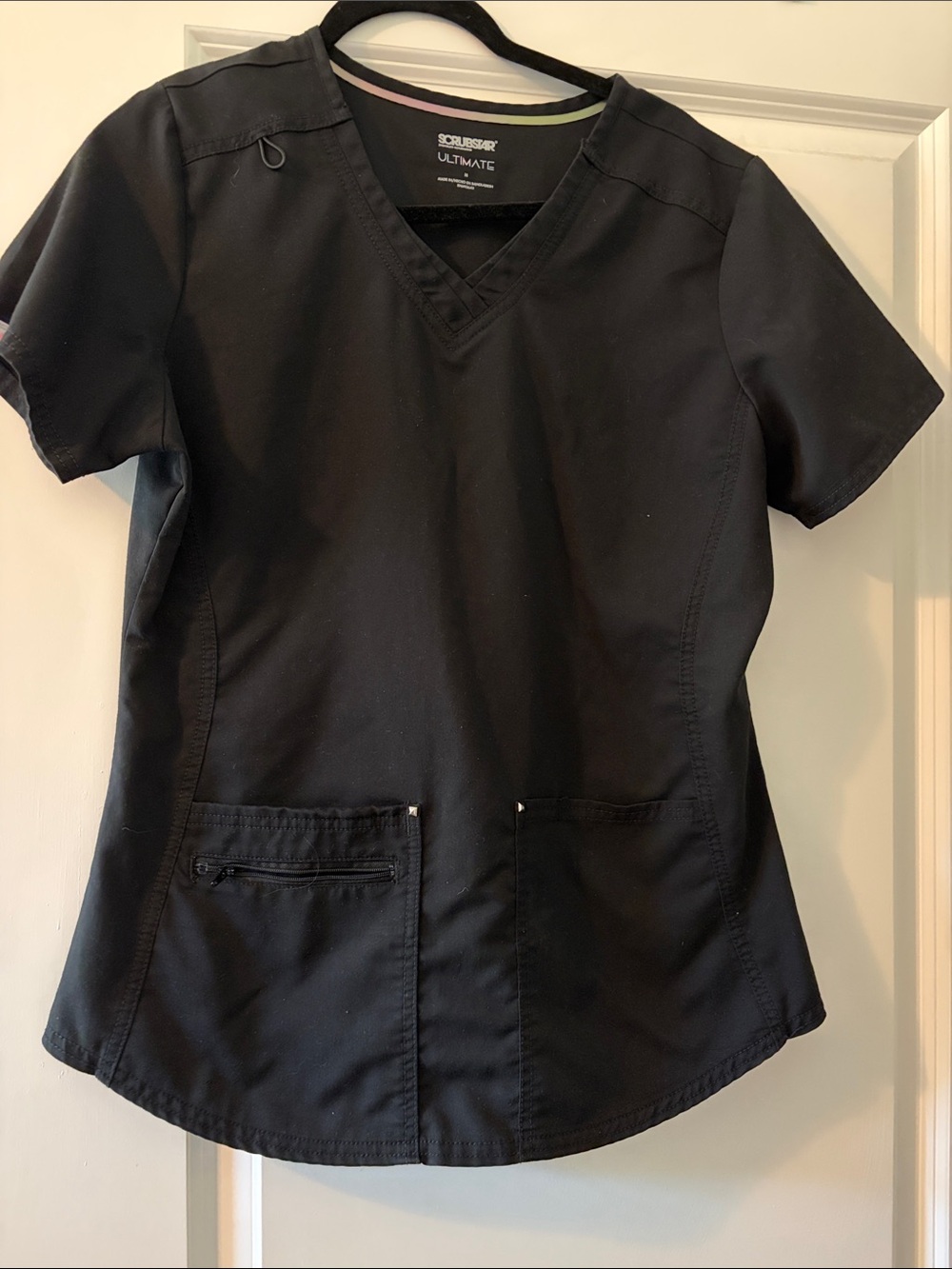 Scrubstar Black V-Neck Utility Scrub Top